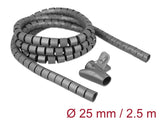 Delock Spiralschlauch mit Einziehwerkzeug 2,5 m x 25 mm grau