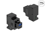 Delock Keystone Modul mit USB Typ-A und USB Type-C™ Ladebuchse PD 20 W schwarz