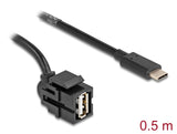 Delock Keystone Modul USB 2.0 A Buchse zu USB Type-C™ Stecker 250° mit Kabel 0,5 m
