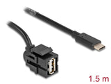 Delock Keystone Modul USB 2.0 A Buchse zu USB Type-C™ Stecker 250° mit Kabel 1,5 m