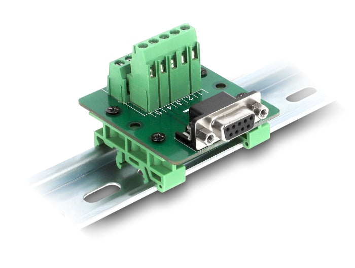 Delock D-Sub 9 Pin Buchse zu Terminalblock für Hutschiene