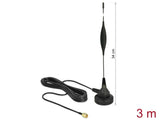 Delock GSM Antenne SMA Stecker 5 dBi starr omnidirektional mit magnetischem Standfuß und Anschlusskabel RG-174 3 m outdoor schwarz