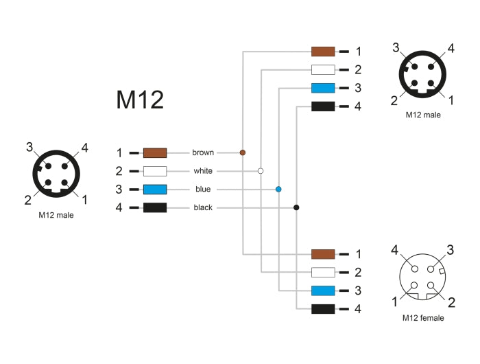 Delock M12 T-Splitter A-kodiert 4 Pin 1 x Stecker zu 1 x Stecker und 1 x Buchse Parallelschaltung
