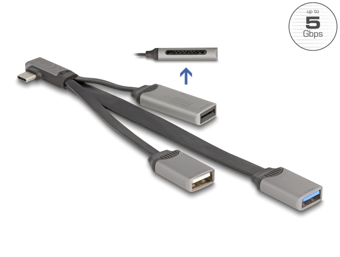Delock 2 Port USB Hub inklusive SD und Micro SD Card Reader mit USB Type-C™ Anschluss
