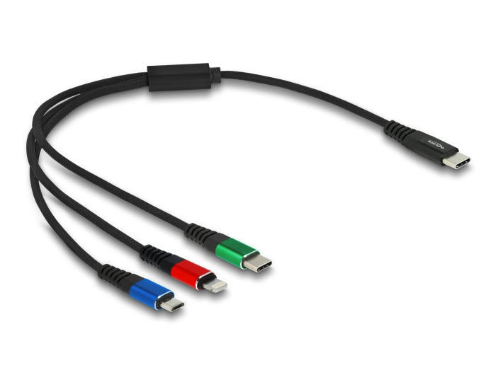 Delock USB Ladekabel 3 in 1 USB Type-C™ zu Lightning™ / Micro USB / USB Type-C™ 30 cm