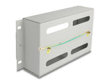 Delock 10″ Schutzschalterleiste mit Abdeckung und Hutschiene 3 HE Metall grau