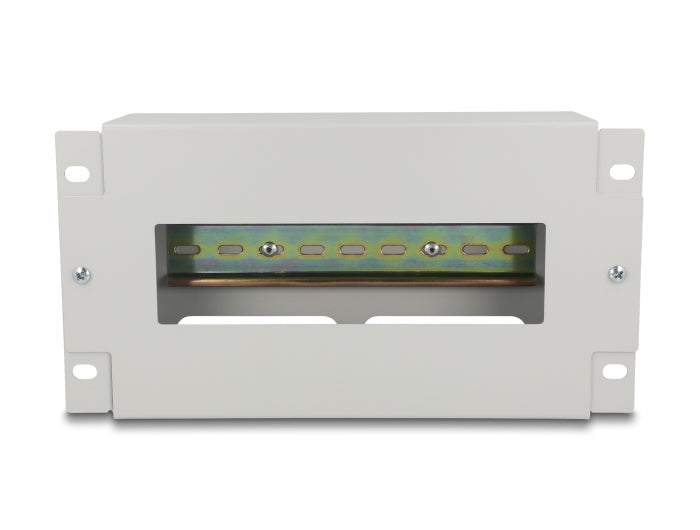 Delock 10″ Schutzschalterleiste mit Abdeckung und Hutschiene 3 HE Metall grau