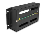 Delock 10″ Schutzschalterleiste mit Abdeckung und Hutschiene 3 HE Metall schwarz