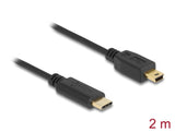 Delock Kabel USB Type-C™ 2.0 Stecker > USB 2.0 Typ Mini-B Stecker 2,0 m schwarz