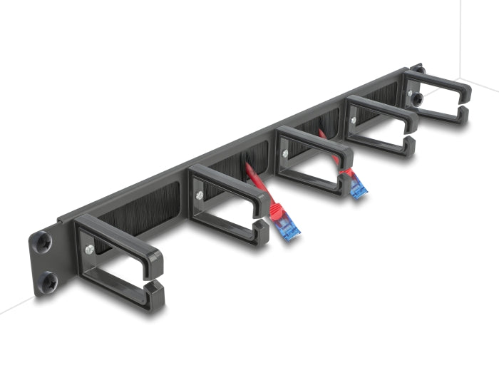 Delock 19″ Kabelmanagement Bürstenleiste mit 5 Bügeln 1 HE schwarz