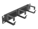 Delock 10″ Kabelmanagement Bürstenleiste mit 3 Bügeln 1 HE schwarz