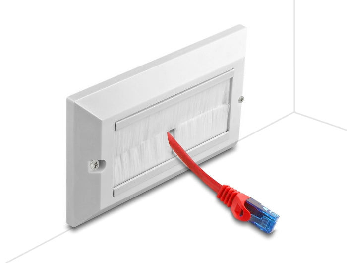 Delock Kabelmanagement Abdeckblende 146 x 86 mm mit weißen Bürstenstreifen
