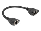 Delock Netzwerk Verlängerungskabel S/FTP RJ45 Buchse zu RJ45 Buchse Cat.6A flache Ausführung 0,25 m schwarz