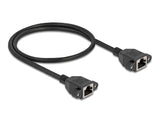 Delock Netzwerk Verlängerungskabel S/FTP RJ45 Buchse zu RJ45 Buchse Cat.6A flache Ausführung 0,5 m schwarz