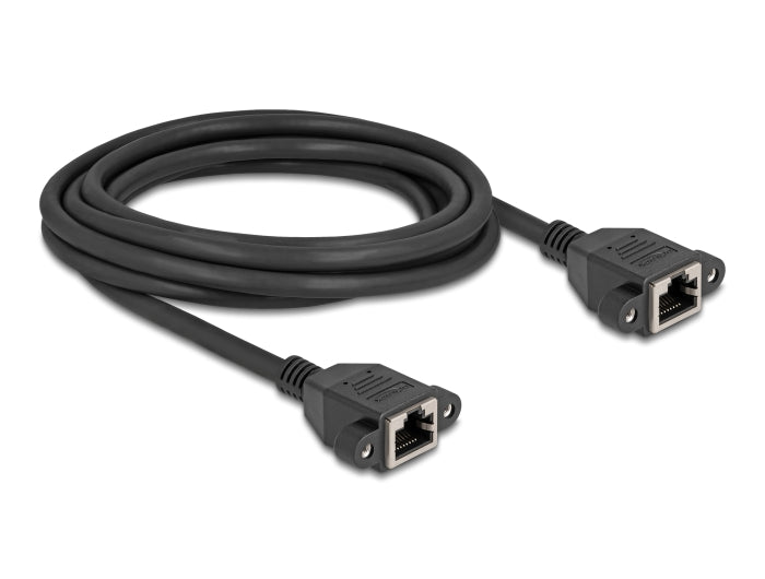 Delock Netzwerk Verlängerungskabel S/FTP RJ45 Buchse zu RJ45 Buchse Cat.6A flache Ausführung 3 m schwarz
