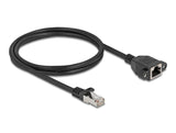 Delock Netzwerk Verlängerungskabel S/FTP RJ45 Stecker zu RJ45 Buchse Cat.6A flache Ausführung 1 m schwarz