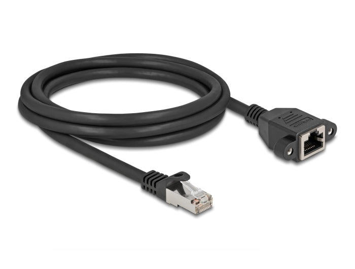 Delock Netzwerk Verlängerungskabel S/FTP RJ45 Stecker zu RJ45 Buchse Cat.6A flache Ausführung 3 m schwarz