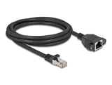 Delock Netzwerk Verlängerungskabel S/FTP RJ45 Stecker zu RJ45 Buchse Cat.6A flache Ausführung 3 m schwarz