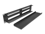 Delock 19″ 2 HE Kabelmanagement Rangierpanel mit 4 Öffnungen Metall schwarz