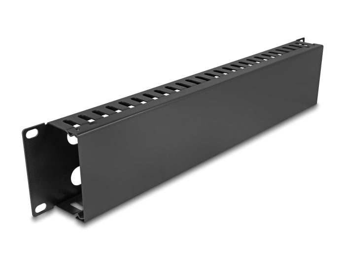 Delock 19″ 2 HE Kabelmanagement Rangierpanel mit 4 Öffnungen Metall schwarz