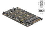 Delock Konverter M.2 Key M NVMe SSD zu U.2 und M.2 Key B SATA SSD zu SATA