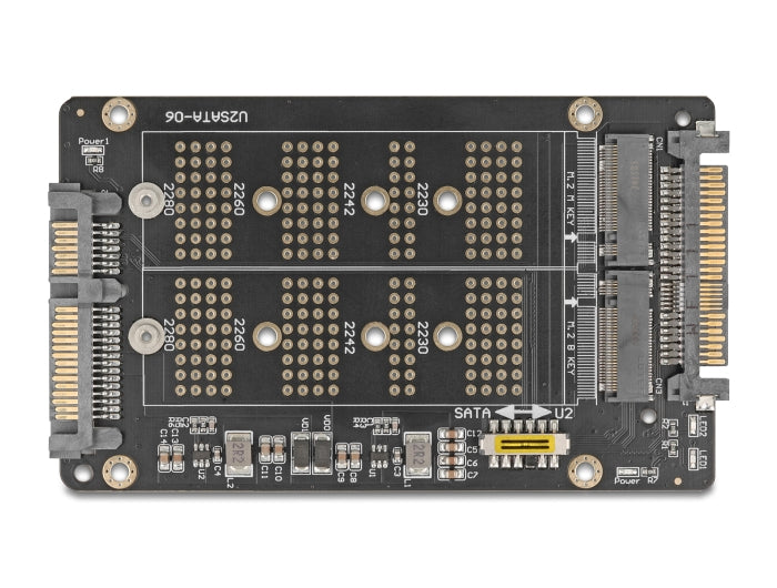 Delock Konverter M.2 Key M NVMe SSD zu U.2 und M.2 Key B SATA SSD zu SATA