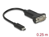Delock Adapter USB Type-C™ zu 1 x Seriell RS-232 D-Sub 9 Pin Stecker mit Muttern 0,25 m