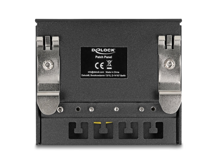 Delock Mini Desktop Patchpanel RJ45 Buchse 4 Port Cat.6A geschirmt schwarz - zur Montage an Tisch, Wand oder Hutschiene