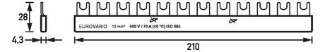 DOEPKE Phasenschiene 1ph 17,5mm 210mm Eurovario EV-S G 1.12.70 10qmm 70A isol