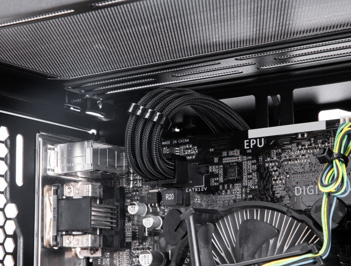 Delock PSU Verlängerungskabel Set 30 cm 6-teilig Sleeved mit Kabelkämmen (1 x 24 Pin ATX, 2 x 4 + 4 Pin EPS, 3 x 6 + 2 Pin PCIe) schwarz