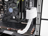 Delock PSU Verlängerungskabel Set 30 cm 5-teilig Sleeved mit Kabelkämmen (1 x 24 Pin ATX, 1 x 12 + 4 Pin 12VHPWR PCIe 5.0, 1 x 4 + 4 Pin EPS, 2 x 6 + 2 Pin PCIe) weiß