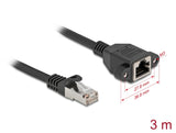 Delock Netzwerk Verlängerungskabel S/FTP RJ45 Stecker zu RJ45 Buchse Cat.6A flache Ausführung 3 m schwarz