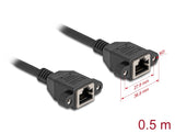 Delock Netzwerk Verlängerungskabel S/FTP RJ45 Buchse zu RJ45 Buchse Cat.6A flache Ausführung 0,5 m schwarz