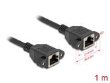 Delock Netzwerk Verlängerungskabel S/FTP RJ45 Buchse zu RJ45 Buchse Cat.6A flache Ausführung 1 m schwarz