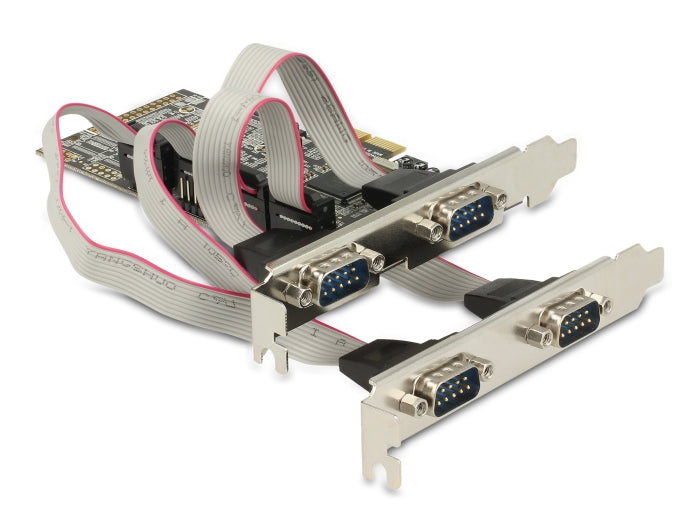 Delock PCI Express x1 Karte zu 4 x Seriell RS-232 mit Standard und Low Profile Slotblenden