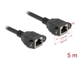 Delock Netzwerk Verlängerungskabel S/FTP RJ45 Buchse zu RJ45 Buchse Cat.6A flache Ausführung 5 m schwarz