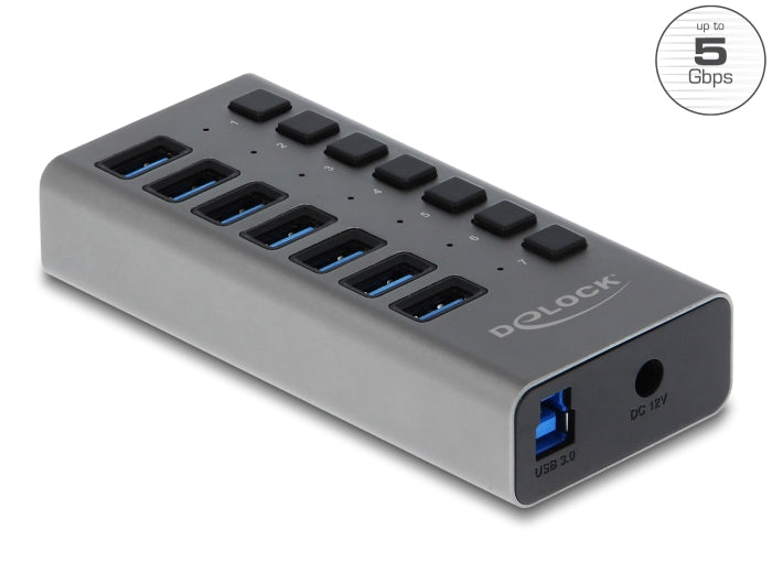 Delock Externer USB 5 Gbps Hub mit 7 Ports + Schalter