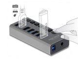 Delock Externer USB 5 Gbps Hub mit 7 Ports + Schalter