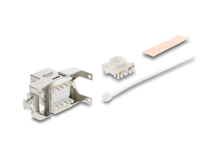 Delock Keystone Modul RJ45 Buchse zu LSA Cat.6A geschirmt werkzeugfrei mit Staubschutzklappe