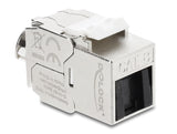 Delock Keystone Modul RJ45 Buchse zu LSA Cat.8.1 geschirmt mit Verschlussclip und Staubschutzklappe kabelbinderfrei