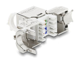 Delock Keystone Modul RJ45 Buchse zu LSA Cat.8.1 geschirmt mit Verschlussclip und Staubschutzklappe kabelbinderfrei