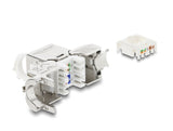 Delock Keystone Modul RJ45 Buchse zu LSA Cat.8.1 geschirmt mit Verschlussclip und Staubschutzklappe kabelbinderfrei