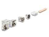 Delock Keystone Modul RJ45 Buchse zu LSA Cat.6A mit Metall Latch werkzeugfrei 45° winkelbar geschirmt
