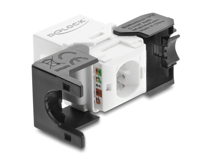 Delock Keystone Modul RJ45 Buchse zu LSA Cat.6 UTP werkzeugfrei schwarz / weiß