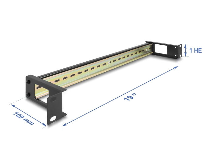 Delock 19″ Hutschienenpanel mit seitlicher Kabeldurchführung 1 HE schwarz