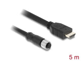 Delock M12 Kabel A-kodiert 17 Pin Buchse zu HDMI Stecker 5 m schwarz