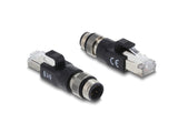 Delock M12 Adapter D-kodiert 4 Pin Stecker zu RJ45 Stecker schwarz