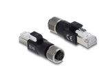 Delock M12 Adapter D-kodiert 4 Pin Buchse zu RJ45 Stecker schwarz