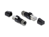 Delock M12 Adapter D-kodiert 4 Pin Buchse zu RJ45 Stecker schwarz