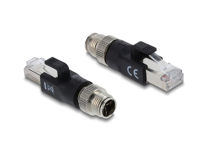 Delock M12 Adapter X-kodiert 8 Pin Stecker zu RJ45 Stecker schwarz